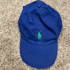 Mens Polo Hat - royal blue with green pony